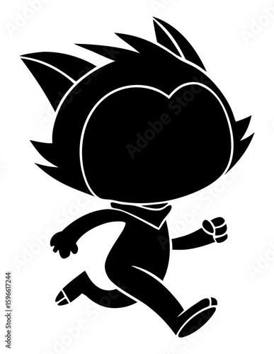 vector silhouette-style image of a cute cat character running