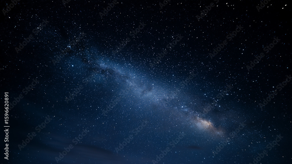 Fototapeta premium Stunning starry night sky landscape filled with sparkling stars. Peaceful and dreamy atmosphere, perfect for nature, astronomy, space, or night scenery concepts.