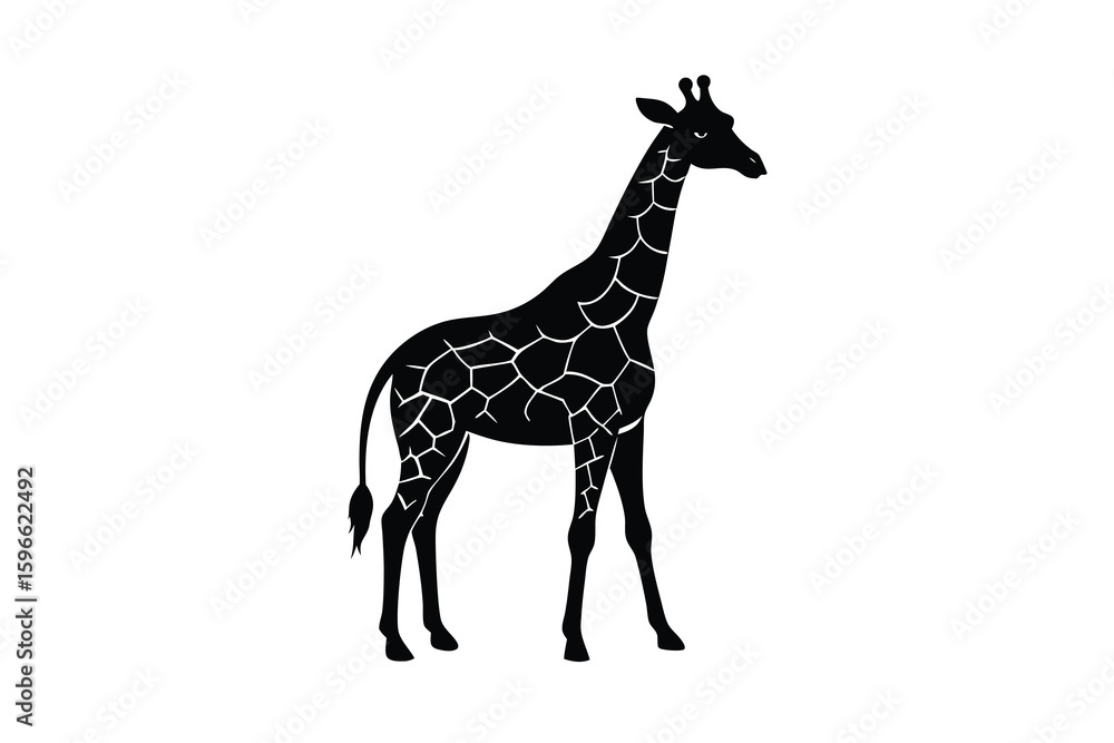Naklejka premium Elegant Giraffe Silhouette A Striking Vector Illustration for Design Projects and Creative Content