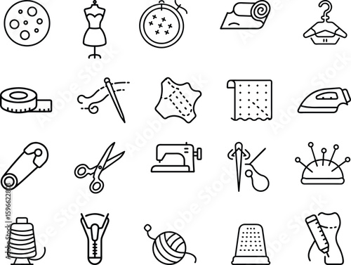 Sewing and Tailoring Icons Collection needle thread