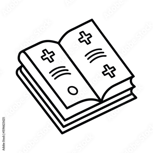 Medical handbook with cross symbols