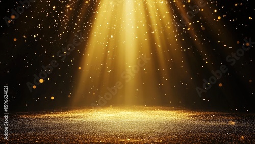 Wallpaper Mural Abstract Light Scene with Gold Sparkles and Dark Void Torontodigital.ca