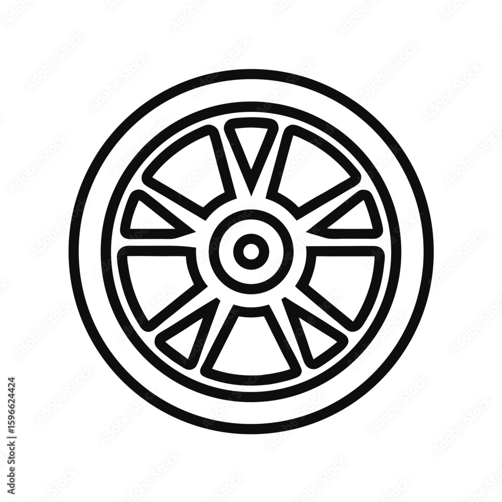 Obraz premium Clean car wheel outline icon for automotive design