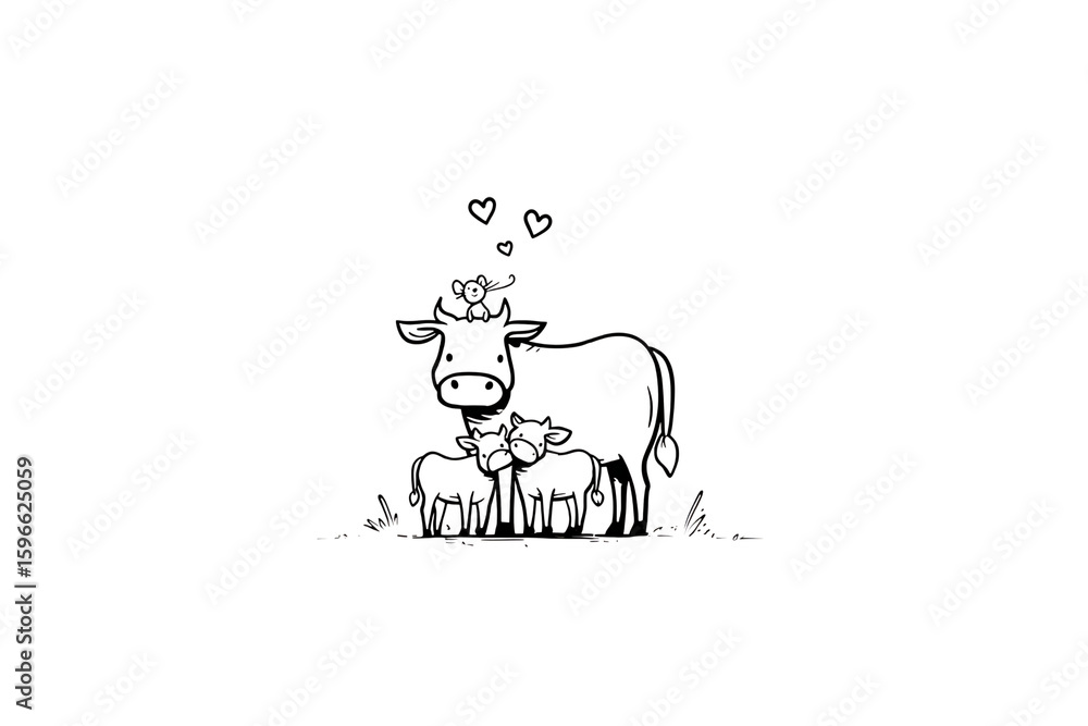 Fototapeta premium Adorable Cow in a Field
