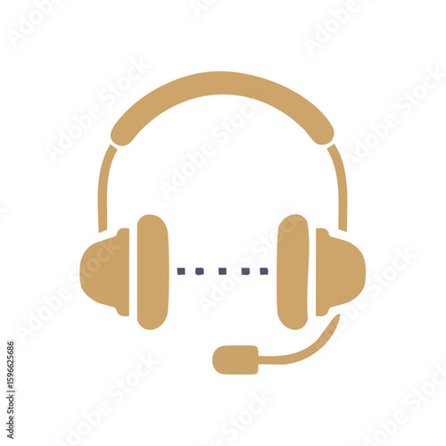 Headset with Microphone Icon Customer Support Help Desk Communication Online Meeting Call Center Vector Design On Black Background