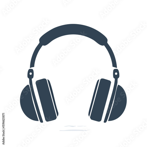 Headphones vector illustration on a black background Minimalist audio equipment for listening to music listening device for podcasting