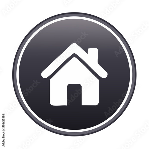 Home icon on dark button for website navigation app or user interface simple white house shape