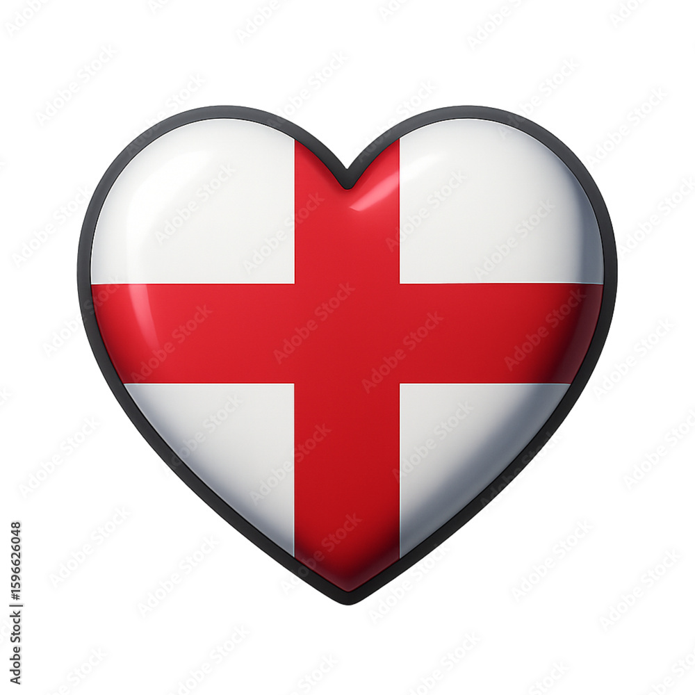 Fototapeta premium England flag in heart shape on white background