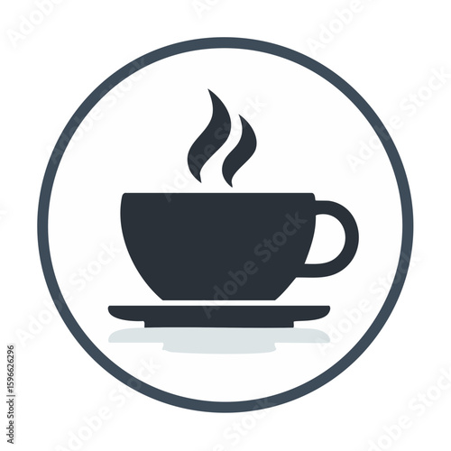Icon of a steaming cup of coffee or tea, simple graphic style
