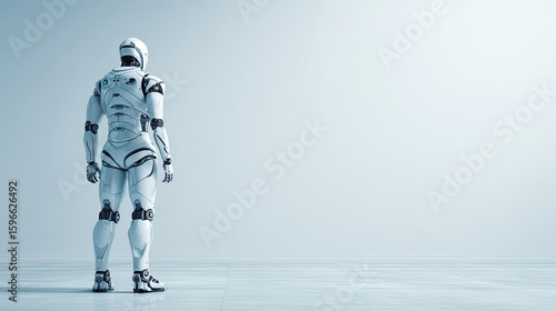 White Humanoid Robot Standing in a Minimalist Setting