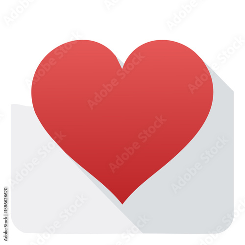 Heart in an envelope icon flat design style concept of love letter or message for valentines day romance and greetings