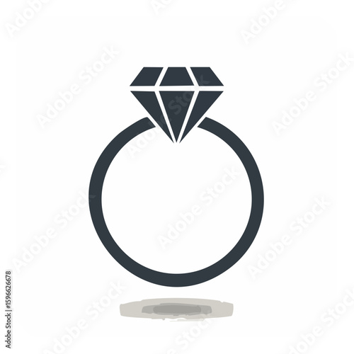 Elegant Diamond Engagement Ring Icon Symbolic Love Commitment Proposal