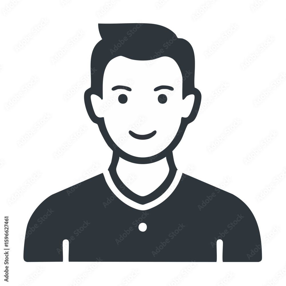 Illustration of smiling man upper body icon style person avatar design user interface element for websites and apps Illustration of smiling man upper body icon style person avatar design user interface element for websites and apps