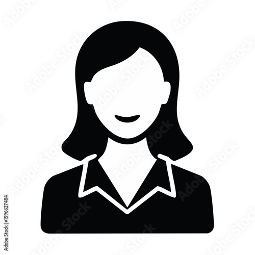 Businesswoman silhouette avatar icon minimal style confident female profession corporate worker employee black and white