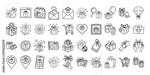 gift,icon,box,present,vector,flat,outline,design,app,shopping,delivery,cart,sale,offer,ribbon,celebration,holiday,minimal,graphic,line,ecommerce,tag