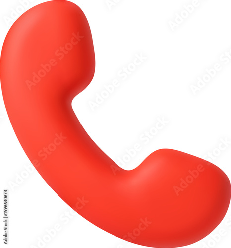 3D Vector Red Phone Receiver Icon for Communication