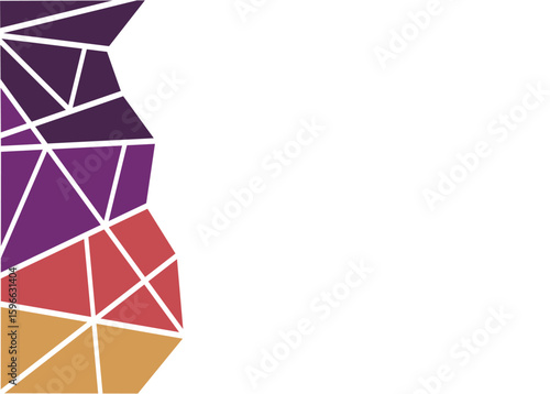 Polygonal abstract geometric vector design with purple and brown triangle mesh on the left side