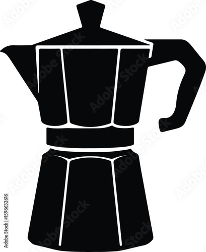 Silhouette moka pot coffee maker black on white Vector Illustrator