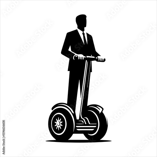 Segway Personal Transporter Silhouette Icon in white background