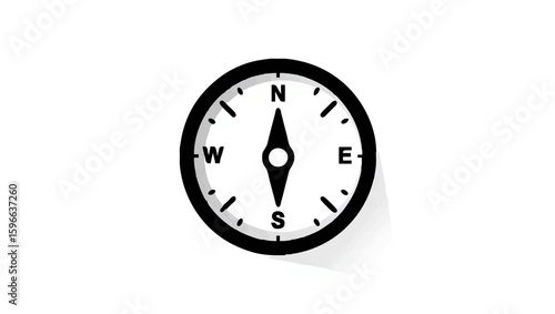 Simple compass points North on a plain background, symbolizing direction

