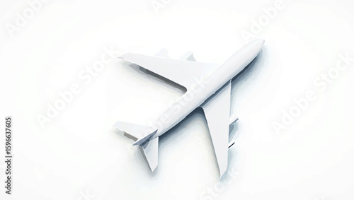 Airplane soars against a pristine white backdrop, symbolizing travel and flight

