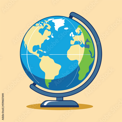 White background globe icon showing earth's continents, ideal for global travel, education, or business