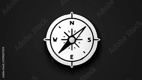 Simple compass points North on a plain background, symbolizing direction

