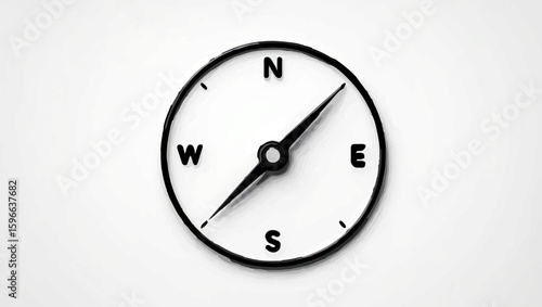 Simple compass points North on a plain background, symbolizing direction

