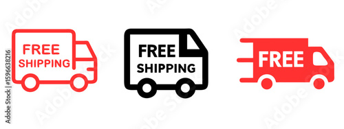 Minimal 'Free Shipping' Badge Icons Set | E-commerce, Retail Promotions & Marketing Badges for Online Stores

