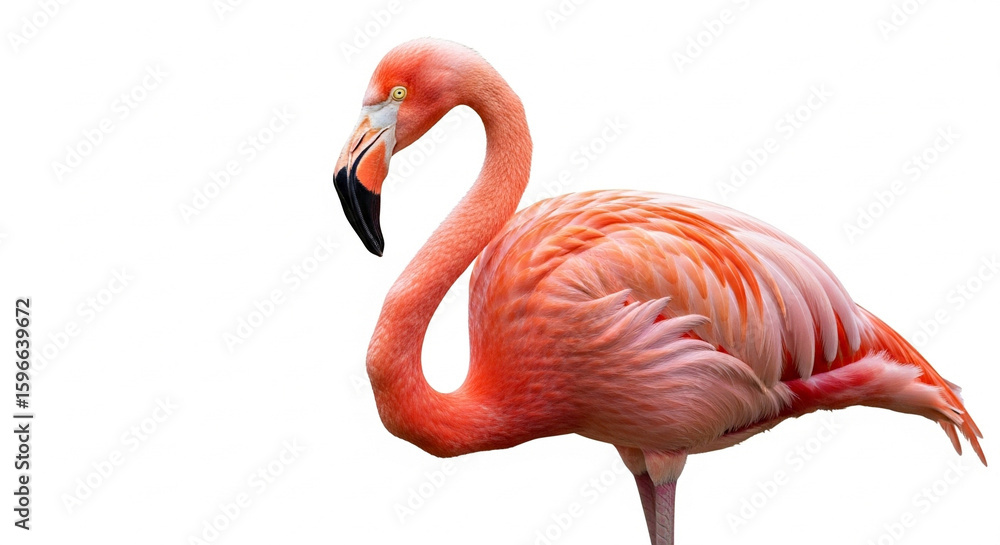 Fototapeta premium pink flamingo on white background