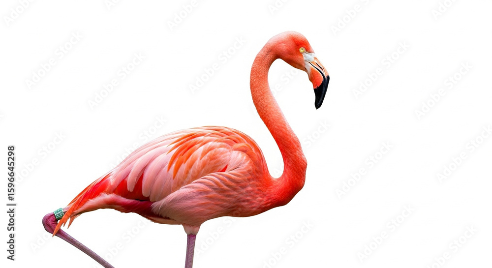 Fototapeta premium pink flamingo on white background
