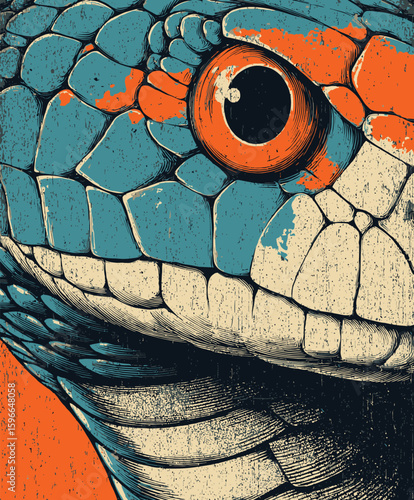 Intense Cobra Snake Face Close-Up Illustration