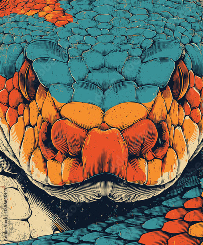 Stylized Serpent with Detailed Scales and Piercing Eyes
