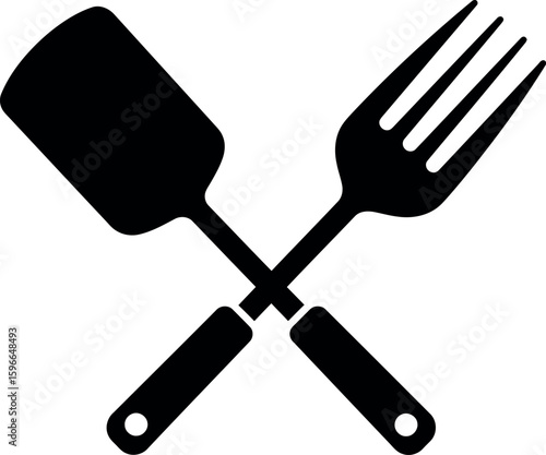 Crossed spatula and fork icon