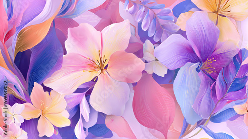 Photo of pastel floral art creates a soft and elegant abstract background design