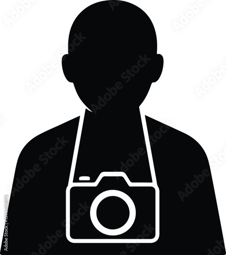 Silhouette photographer carrying camera hobbyist travel photography Vector Illustrator