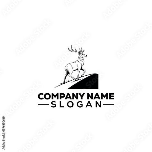 Walking Deer with Antlers on Hillside