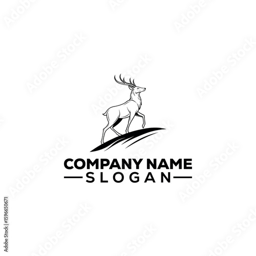 Walking Deer with Antlers on Hillside