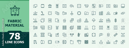 Fabric Material linear icon collection. Synthetic Fabrics perfect for logos and infographic. Minimal linear icons. Fabric modern icon set. Editable stroke. Pixel Perfect.