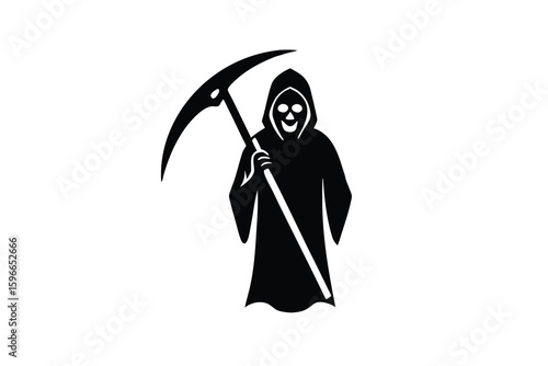 grim reaper with scythe vector icon