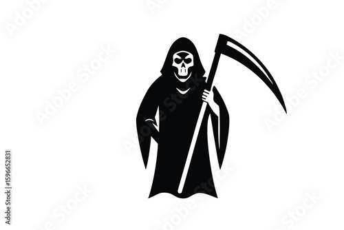 grim reaper with scythe vector icon