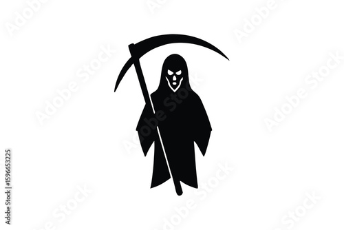 grim reaper with scythe vector icon