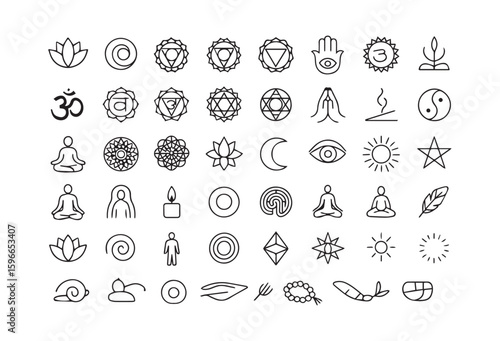 Yoga and Meditation Symbols Collection vector illustration 