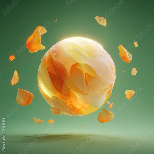 Soft glowing abstract orb in yellow hues