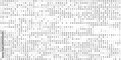 Seamless background pattern of evenly spaced black rectangles of different sizes and opacity. Illustration on white background. eps10
