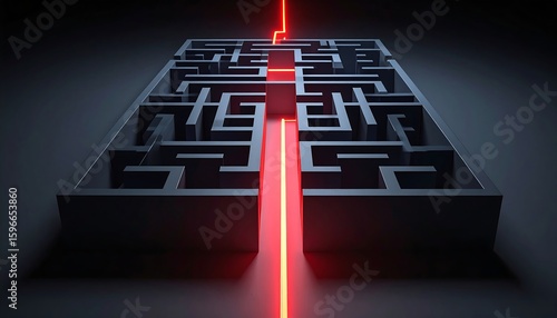 Dark maze with red path