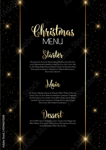 elegant black and gold Christmas menu design 1411