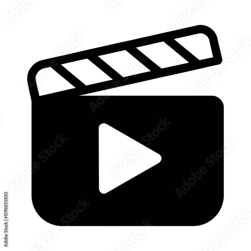 Minimalistic Vector Silhouette Icon. Video or Media Reel on White Background.