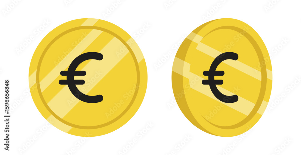 Fototapeta premium Euro coin icons, European currency symbol on&nbsp;gold&nbsp;coins
