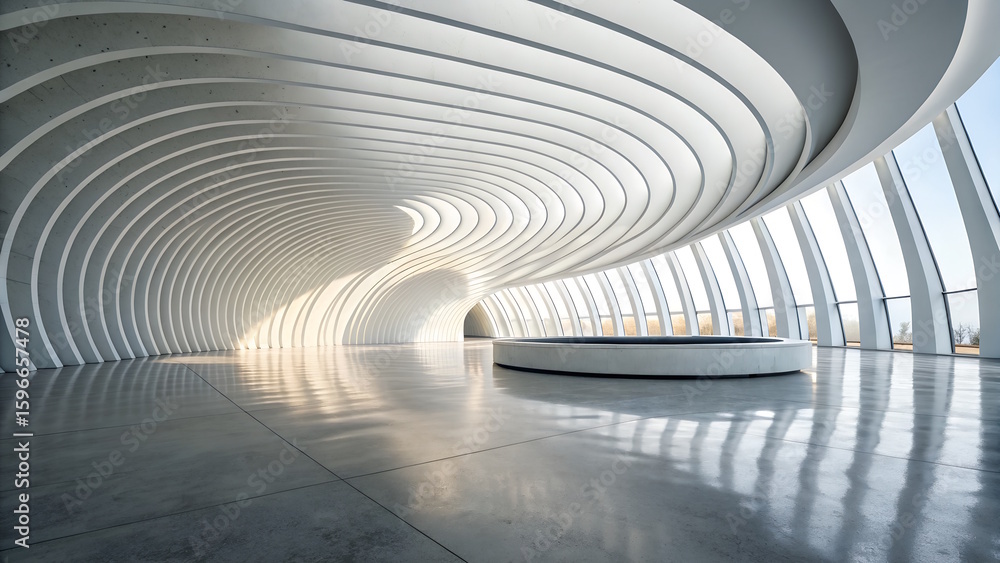 Fototapeta premium White Futuristic wave Architecture